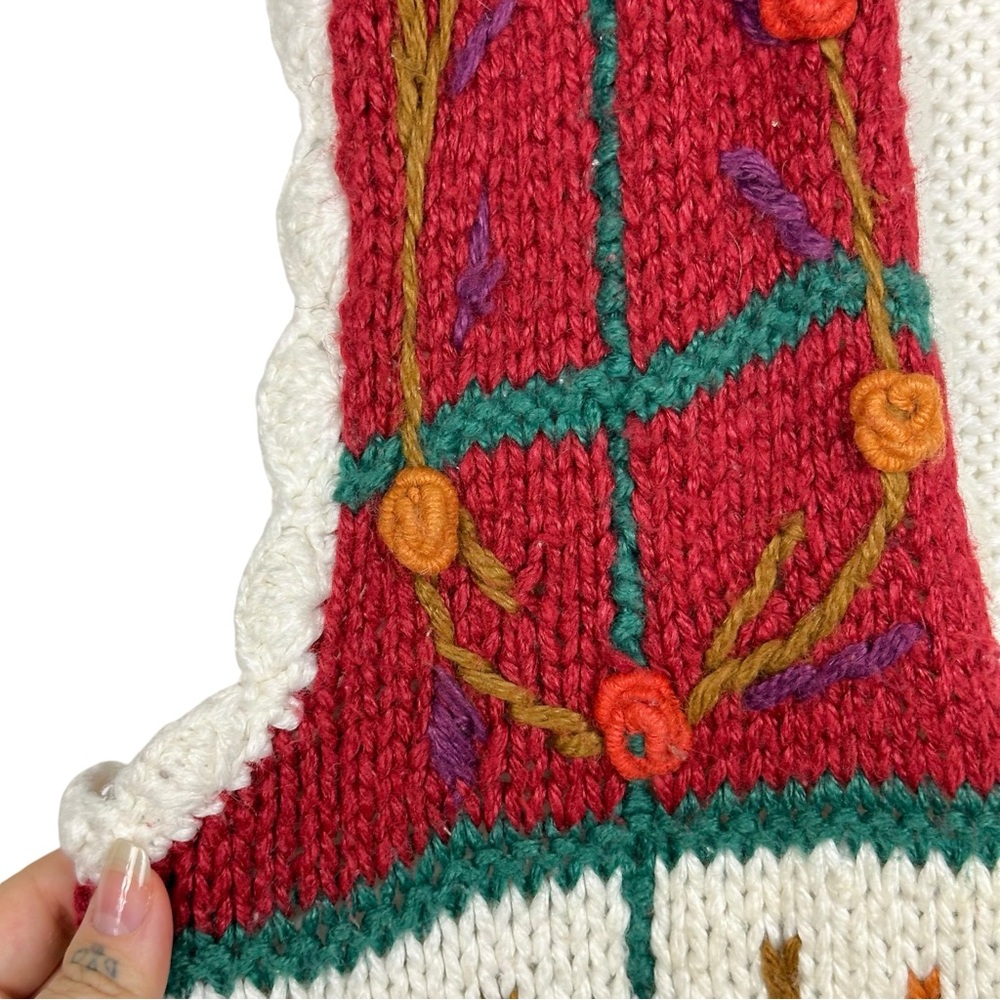 Hand Knit Patchwork Cottagecore Knit Button Down … - image 4